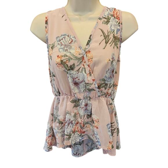 NWT emery rose coquette cottagecore high low chiffon summer blouse tank v neck M - Picture 2 of 7